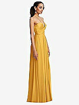 Side View Thumbnail - NYC Yellow Plunging V-Neck Criss Cross Strap Back Maxi Dress