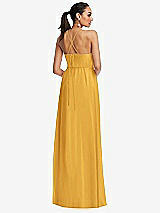 Rear View Thumbnail - NYC Yellow Plunging V-Neck Criss Cross Strap Back Maxi Dress