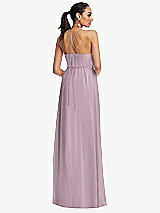 Rear View Thumbnail - Suede Rose Plunging V-Neck Criss Cross Strap Back Maxi Dress
