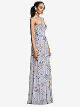 Side View Thumbnail - Butterfly Botanica Silver Dove Plunging V-Neck Criss Cross Strap Back Maxi Dress