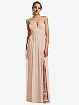 Front View Thumbnail - Cameo Plunging V-Neck Criss Cross Strap Back Maxi Dress