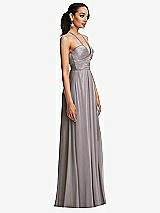 Side View Thumbnail - Cashmere Gray Plunging V-Neck Criss Cross Strap Back Maxi Dress