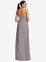 Rear View Thumbnail - Cashmere Gray Plunging V-Neck Criss Cross Strap Back Maxi Dress