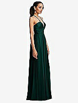 Side View Thumbnail - Evergreen Plunging V-Neck Criss Cross Strap Back Maxi Dress
