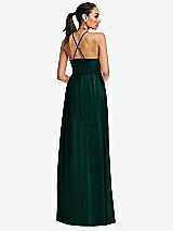 Rear View Thumbnail - Evergreen Plunging V-Neck Criss Cross Strap Back Maxi Dress