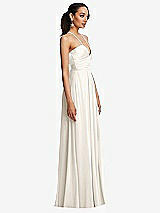 Side View Thumbnail - Ivory Plunging V-Neck Criss Cross Strap Back Maxi Dress