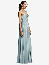 Side View Thumbnail - Morning Sky Plunging V-Neck Criss Cross Strap Back Maxi Dress