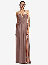 Front View Thumbnail - Sienna Plunging V-Neck Criss Cross Strap Back Maxi Dress