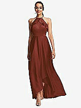 Front View Thumbnail - Auburn Moon Ruffle-Trimmed Bodice Halter Maxi Dress with Wrap Slit