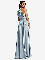 Rear View Thumbnail - Mist Ruffle-Trimmed Bodice Halter Maxi Dress with Wrap Slit