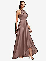 Side View Thumbnail - Sienna Ruffle-Trimmed Bodice Halter Maxi Dress with Wrap Slit