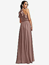 Rear View Thumbnail - Sienna Ruffle-Trimmed Bodice Halter Maxi Dress with Wrap Slit