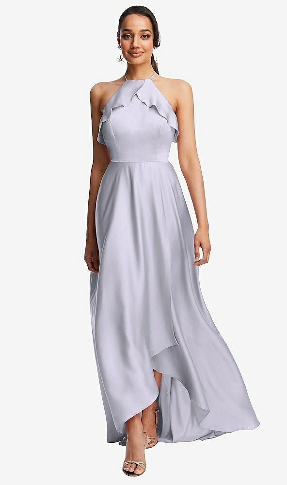 Front View - Silver Dove Ruffle-Trimmed Bodice Halter Maxi Dress with Wrap Slit