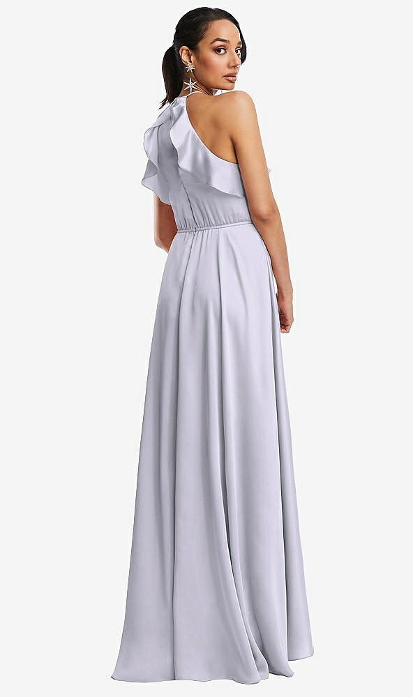 Back View - Silver Dove Ruffle-Trimmed Bodice Halter Maxi Dress with Wrap Slit