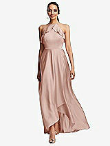 Front View Thumbnail - Toasted Sugar Ruffle-Trimmed Bodice Halter Maxi Dress with Wrap Slit