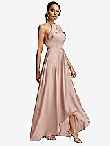 Side View Thumbnail - Toasted Sugar Ruffle-Trimmed Bodice Halter Maxi Dress with Wrap Slit