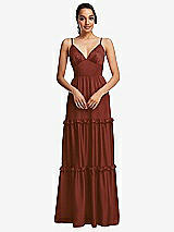 Front View Thumbnail - Auburn Moon Low-Back Triangle Maxi Dress with Ruffle-Trimmed Tiered Skirt