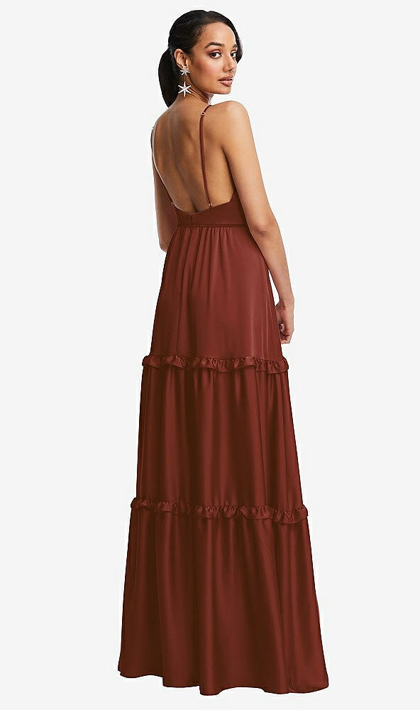 Back View - Auburn Moon Low-Back Triangle Maxi Dress with Ruffle-Trimmed Tiered Skirt