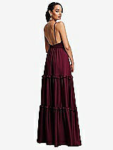 Rear View Thumbnail - Cabernet Low-Back Triangle Maxi Dress with Ruffle-Trimmed Tiered Skirt
