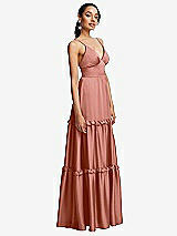 Side View Thumbnail - Desert Rose Low-Back Triangle Maxi Dress with Ruffle-Trimmed Tiered Skirt