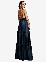 Rear View Thumbnail - Midnight Navy Low-Back Triangle Maxi Dress with Ruffle-Trimmed Tiered Skirt