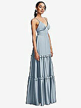 Side View Thumbnail - Mist Low-Back Triangle Maxi Dress with Ruffle-Trimmed Tiered Skirt