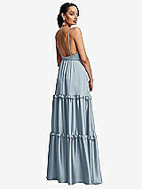 Rear View Thumbnail - Mist Low-Back Triangle Maxi Dress with Ruffle-Trimmed Tiered Skirt