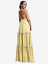 Rear View Thumbnail - Pale Yellow Low-Back Triangle Maxi Dress with Ruffle-Trimmed Tiered Skirt