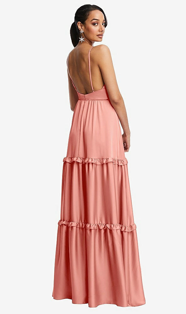 Back View - Rose - PANTONE Rose Quartz Low-Back Triangle Maxi Dress with Ruffle-Trimmed Tiered Skirt