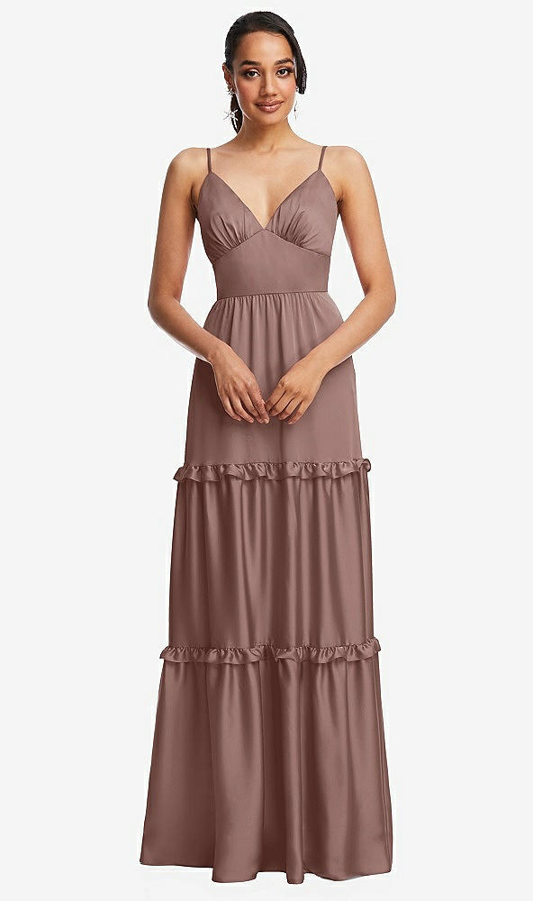 Front View - Sienna Low-Back Triangle Maxi Dress with Ruffle-Trimmed Tiered Skirt