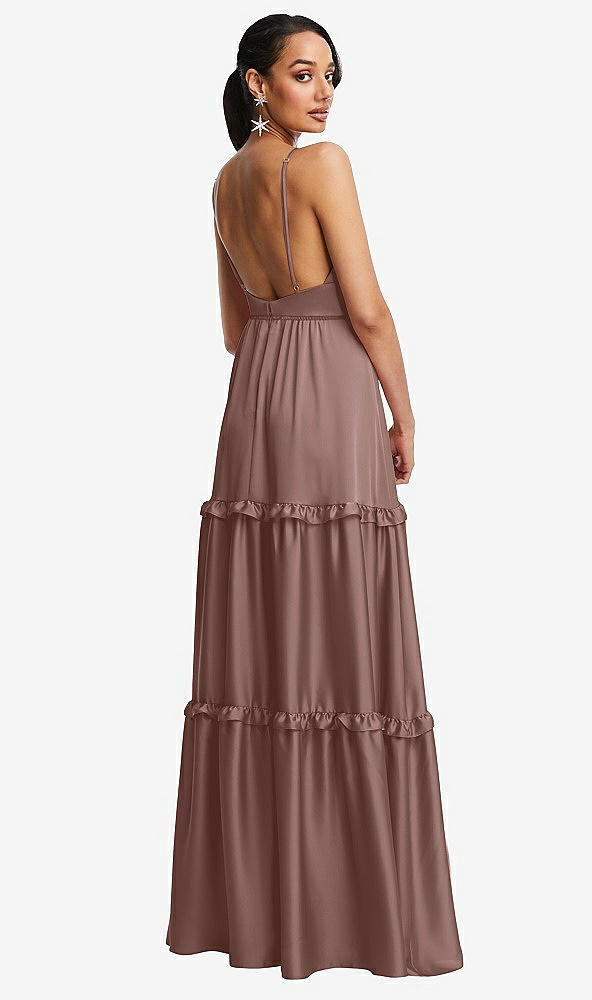 Back View - Sienna Low-Back Triangle Maxi Dress with Ruffle-Trimmed Tiered Skirt