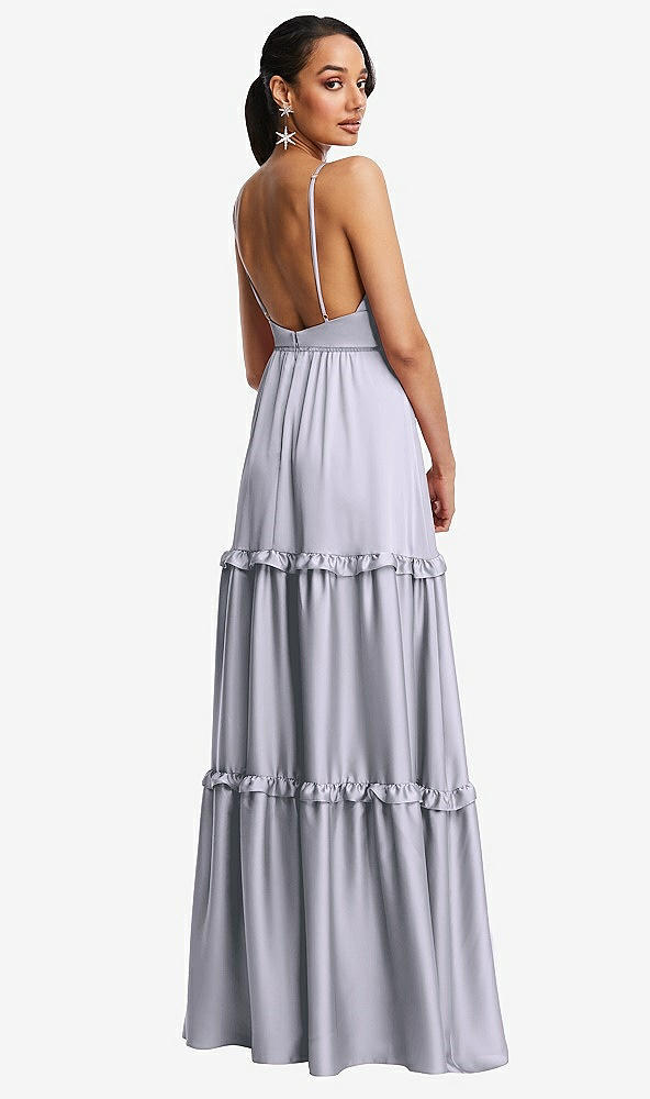 Back View - Silver Dove Low-Back Triangle Maxi Dress with Ruffle-Trimmed Tiered Skirt