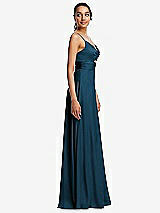 Side View Thumbnail - Atlantic Blue Triangle Cutout Bodice Maxi Dress with Adjustable Straps