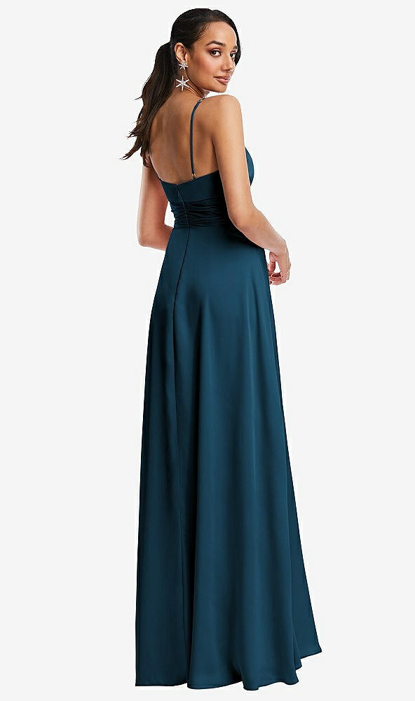 Back View - Atlantic Blue Triangle Cutout Bodice Maxi Dress with Adjustable Straps