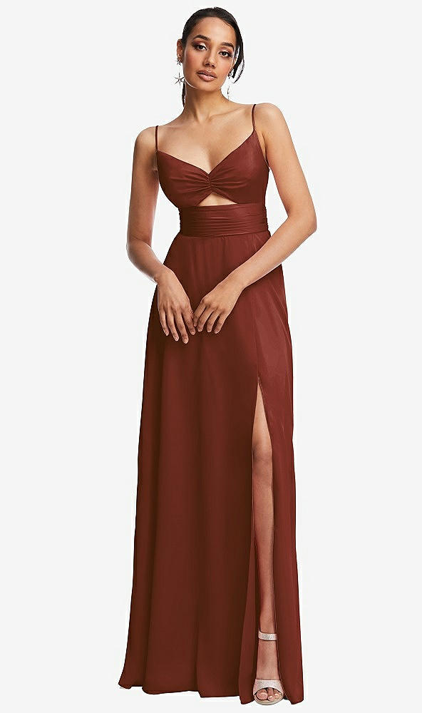 Front View - Auburn Moon Triangle Cutout Bodice Maxi Dress with Adjustable Straps