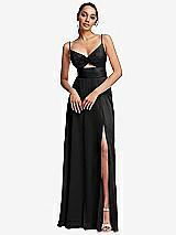 Front View Thumbnail - Black Triangle Cutout Bodice Maxi Dress with Adjustable Straps