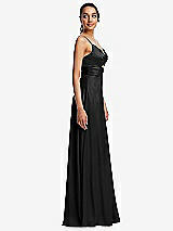 Side View Thumbnail - Black Triangle Cutout Bodice Maxi Dress with Adjustable Straps