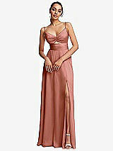 Front View Thumbnail - Desert Rose Triangle Cutout Bodice Maxi Dress with Adjustable Straps