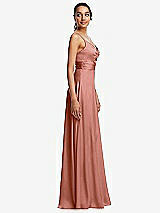 Side View Thumbnail - Desert Rose Triangle Cutout Bodice Maxi Dress with Adjustable Straps