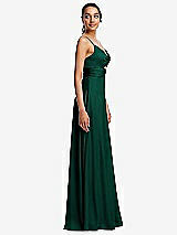 Side View Thumbnail - Hunter Green Triangle Cutout Bodice Maxi Dress with Adjustable Straps