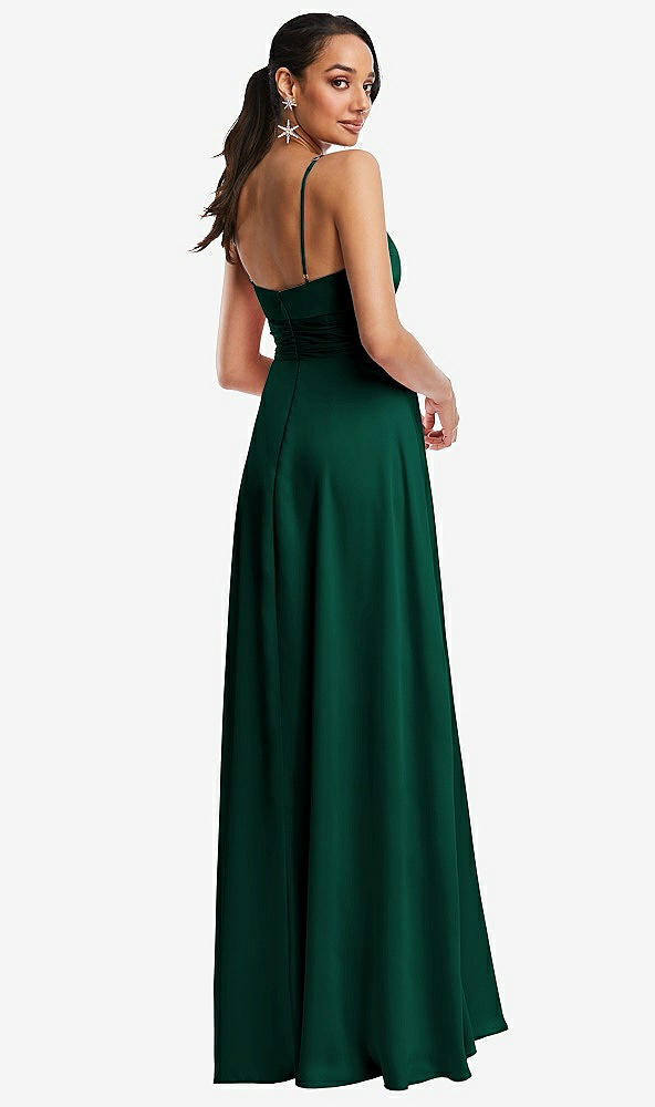 Back View - Hunter Green Triangle Cutout Bodice Maxi Dress with Adjustable Straps