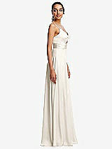 Side View Thumbnail - Ivory Triangle Cutout Bodice Maxi Dress with Adjustable Straps