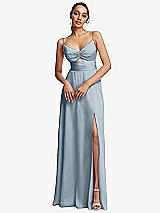 Front View Thumbnail - Mist Triangle Cutout Bodice Maxi Dress with Adjustable Straps