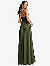 Rear View Thumbnail - Olive Green Triangle Cutout Bodice Maxi Dress with Adjustable Straps