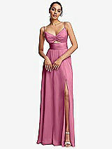 Front View Thumbnail - Orchid Pink Triangle Cutout Bodice Maxi Dress with Adjustable Straps