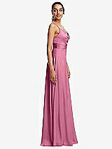 Side View Thumbnail - Orchid Pink Triangle Cutout Bodice Maxi Dress with Adjustable Straps