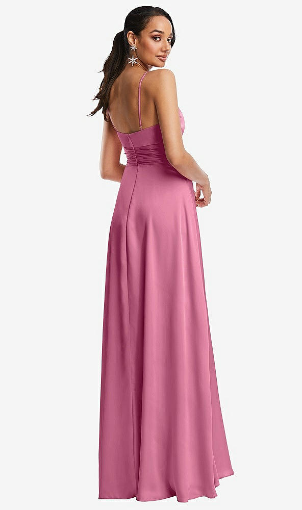 Back View - Orchid Pink Triangle Cutout Bodice Maxi Dress with Adjustable Straps