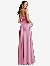 Rear View Thumbnail - Powder Pink Triangle Cutout Bodice Maxi Dress with Adjustable Straps