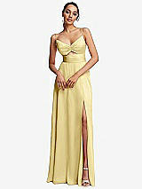 Front View Thumbnail - Pale Yellow Triangle Cutout Bodice Maxi Dress with Adjustable Straps