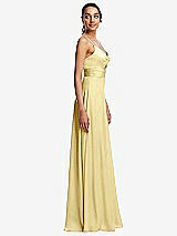 Side View Thumbnail - Pale Yellow Triangle Cutout Bodice Maxi Dress with Adjustable Straps